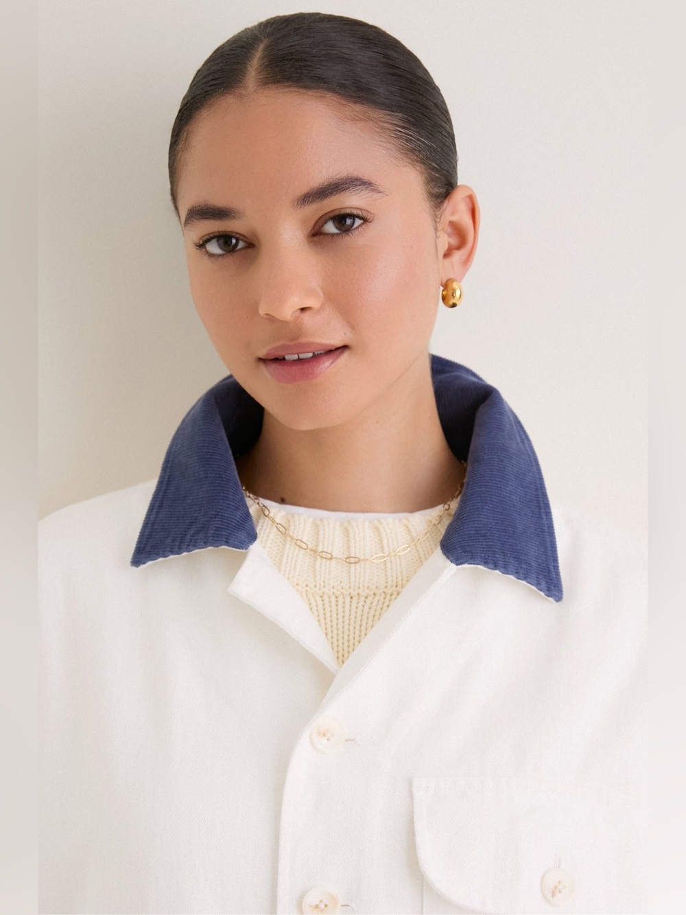 Tuckernuck White Bunny Barn Jacket Size Medium NWT Relaxed Fit Corduroy Collar - Picture 5 of 16